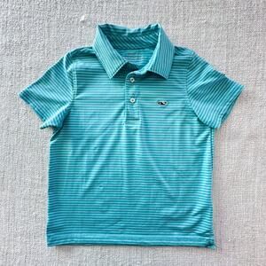 Vineyard Vines Aqua Blue Striped Athletic Polo VGUC 6